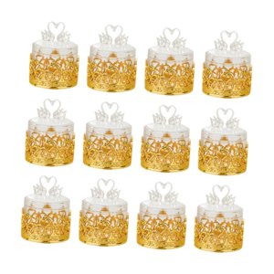 Bothyi - 12 Cajas De Almacenamiento De Dulces Para Centro De Mesa, San Valentín, Cumpleaños, Dorado Y Cisne