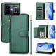 thumbnail image 3 of Funda tipo cartera para Realme GT Neo 5 5G con bolsillo con cremallera, tarjetero, soporte, correa para la muñeca y tapa de cuero verde, 3 of 5
