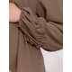 thumbnail image 5 of INSPIRE CHIC Blusa de maternidad para mujer, tops altos y bajos, cuello en V, babydoll, botón, manga larga, linterna, plisada, fruncida, volantes, embarazo, M marrón, 5 of 6