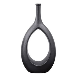 Genérico - Florero Ceramica Botella Con Cuerda Negro 31Cm