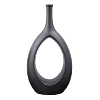 Genérico - Florero Ceramica Botella Con Cuerda Negro 27Cm