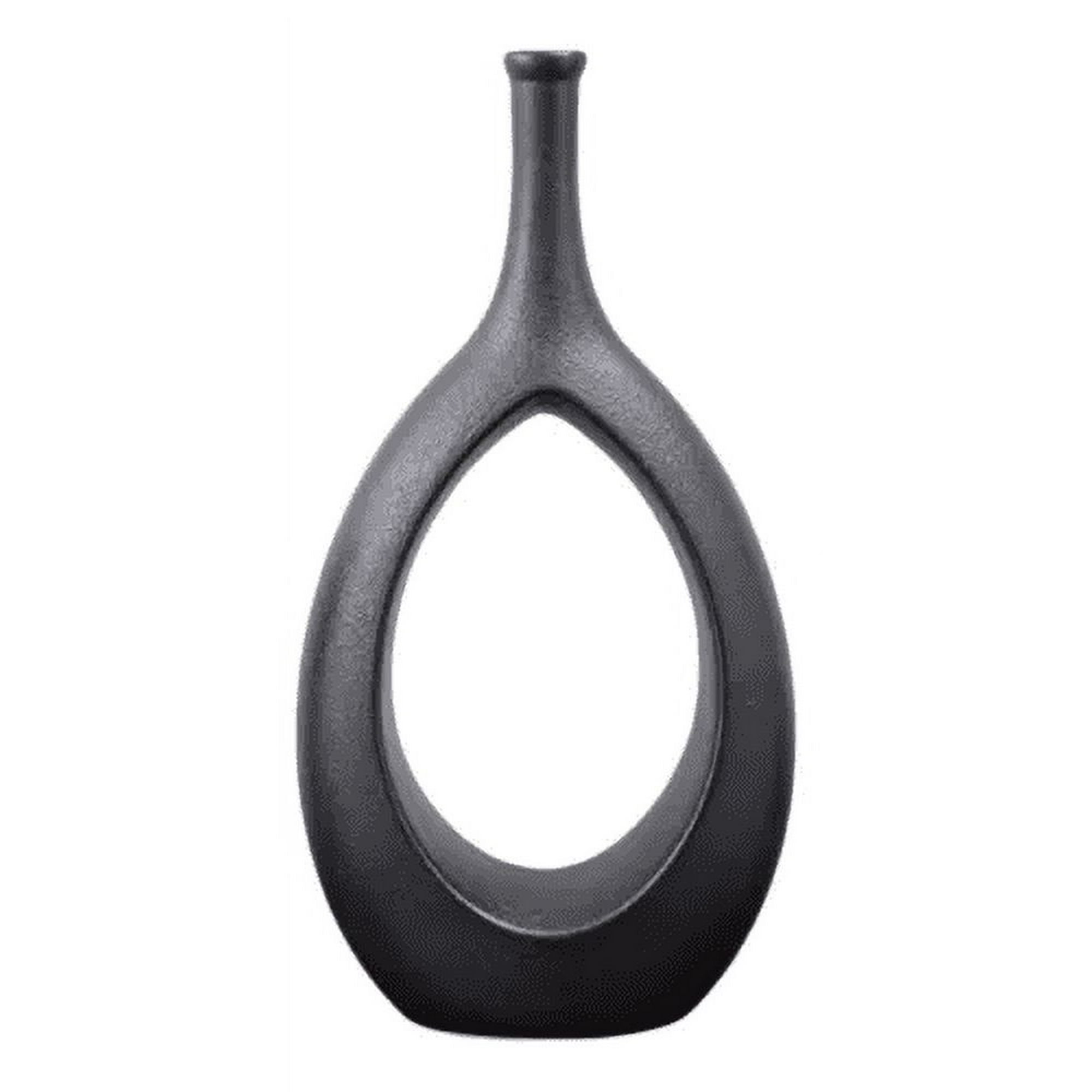 Genérico - Florero Ceramica Botella Con Cuerda Negro 27cm