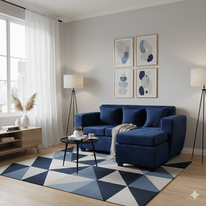 Deco Outlet - Seccional Kansas 3.1 Felpa Azul