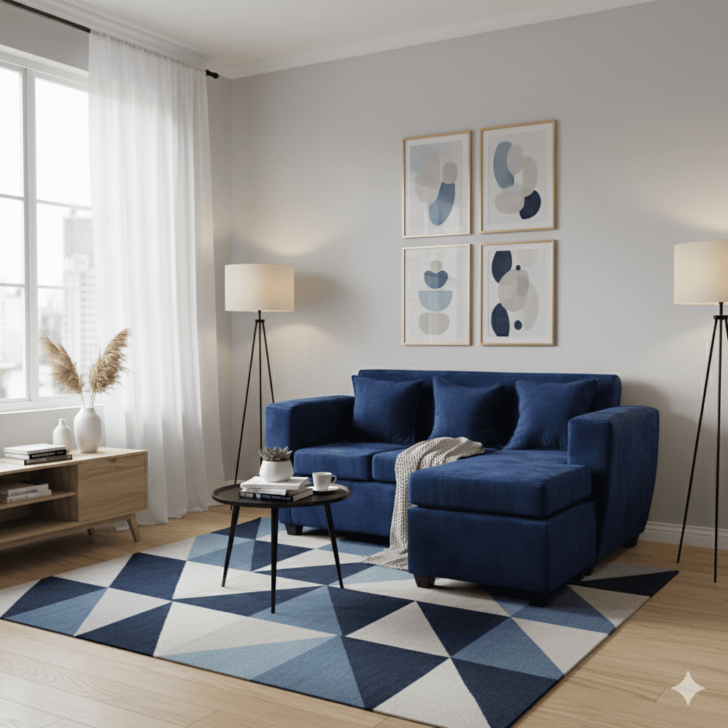 Deco Outlet - Seccional Kansas 3.1 Felpa Azul