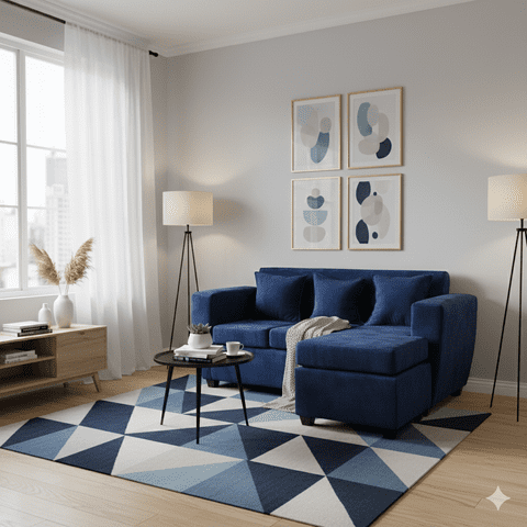 Deco Outlet - Seccional Kansas 3.1 Felpa Azul