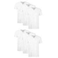 Camiseta Hanes De Algodón Con Cuello En V Para Hombre, 6 Unidades, Color Blanco, Talla M