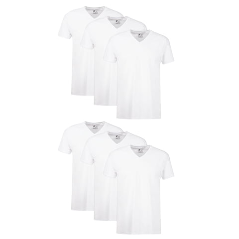 Camiseta Hanes De Algodón Con Cuello En V Para Hombre, 6 Unidades, Color Blanco, Talla M