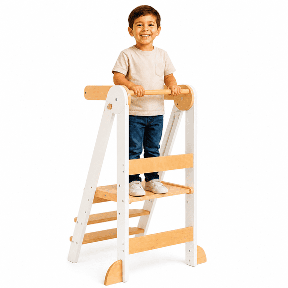 Torre de Aprendizaje Plegable en Madera con 3 Niveles de Altura