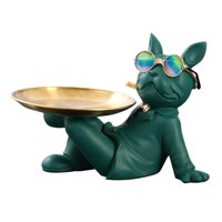 Bothyi - Escultura De Bulldog Francés, Mayordomo De Perro De Resina Con Estatua De Bandeja, Decoración Moderna Para El Hogar