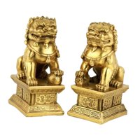 Magideal - Figuritas De Leones Guardianes De Perro Fu, Resina Para Hoteles, Tiendas, Artesanía Versátil Hecha A Mano, Adorno Feng Shui, Decoración De Escritorio, 5Cmx4Cmx7Cm