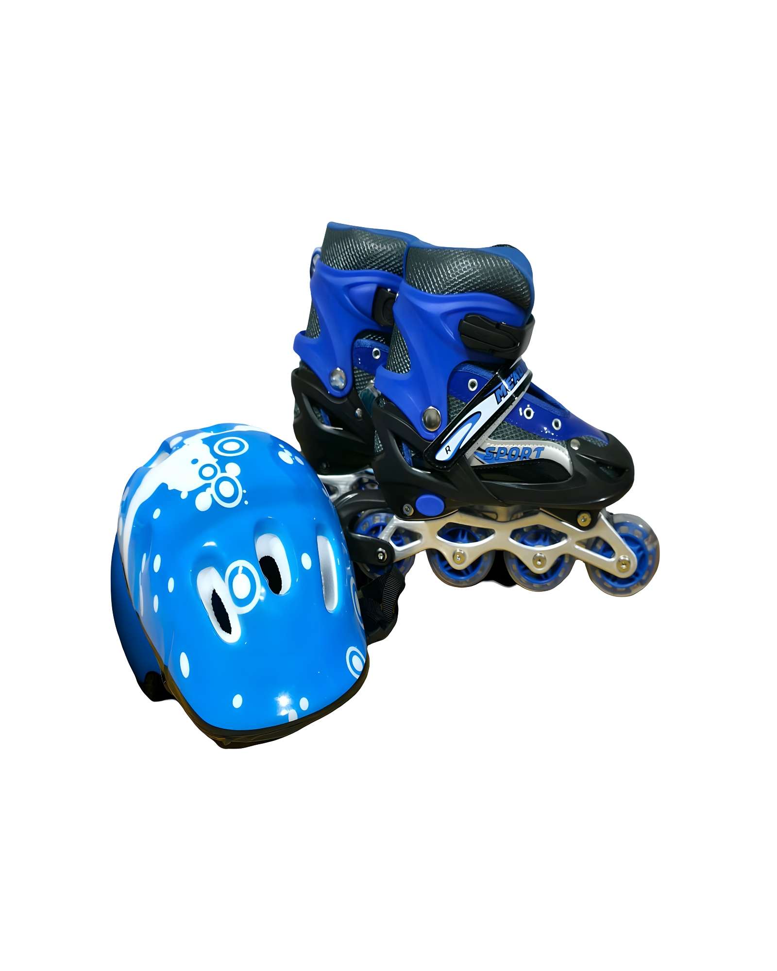 Genérico - Patin Lineal Con Luces Y Kit Talla M 35 38 Azul Oscuro