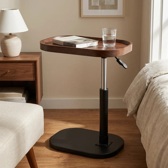 Mesa Lateral Jacinta Altura Ajustable Resistente Con Piston Marrón