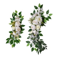 Magideal - 2X Arco De Flores Artificiales Rústicas Decoración Arco Floral Artificial Decorativo Arreglo Floral Para La Recepción De La Ventana Fondo De La Pared Blanco