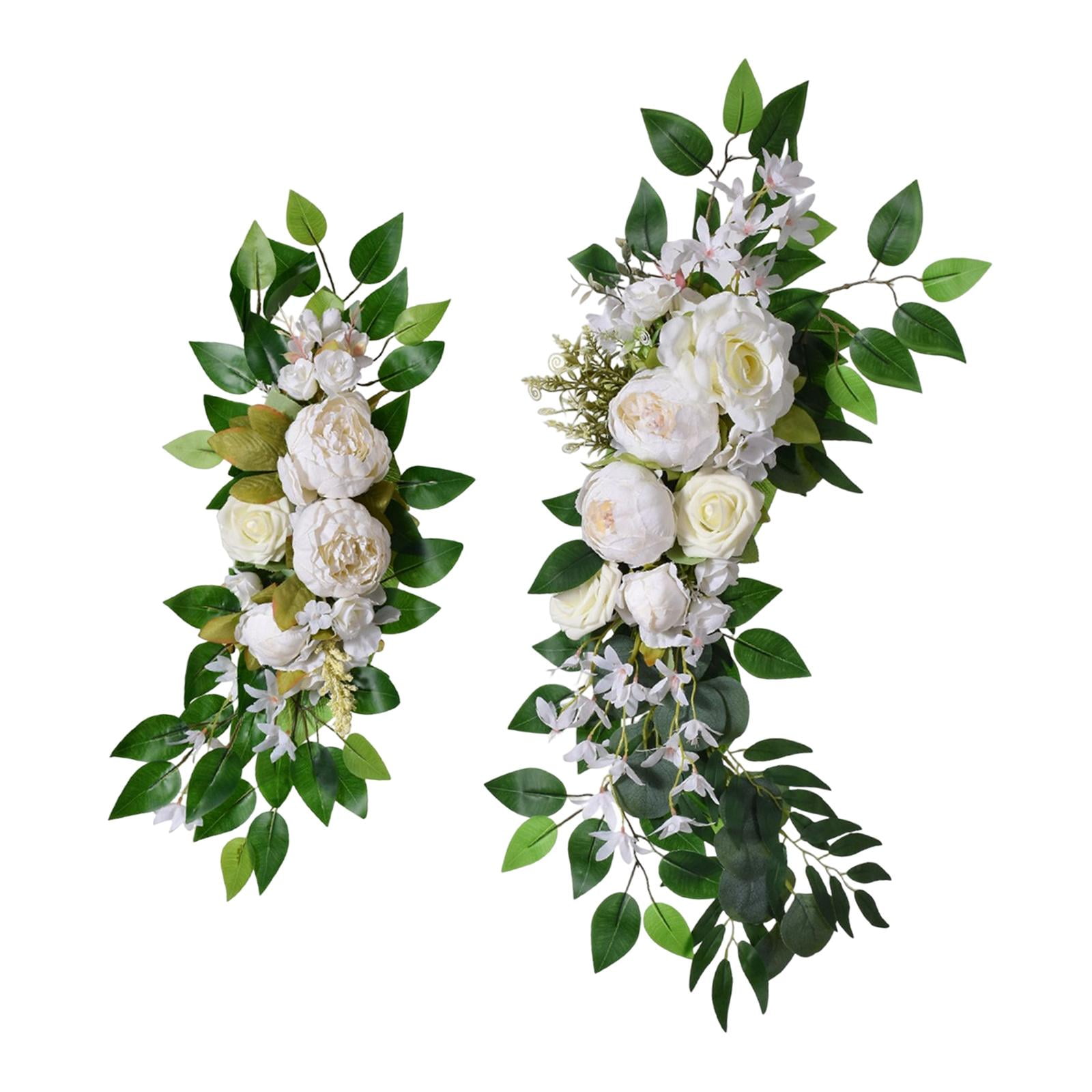 Magideal - 2x Arco De Flores Artificiales Rústicas Decoración Arco Floral Artificial Decorativo Arreglo Floral Para La Recepción De La Ventana Fondo De La Pared Blanco