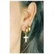 thumbnail image 2 of Aros Punk Largo Cruz Acero Negro Pendientes Hombre Mujer, 2 of 4