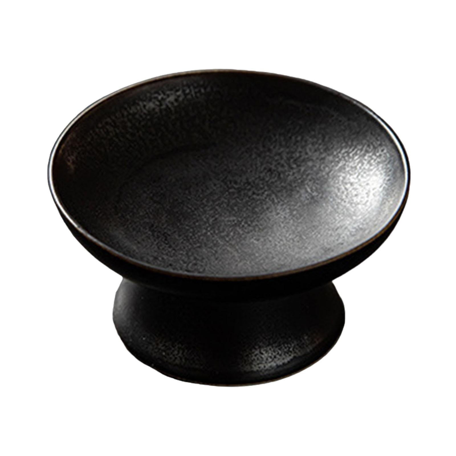 Bothyi - Bandeja De Cerámica Redonda Multiusos Para Servir Comida Pequeña, Aperitivo, Magdalenas, Color Negro