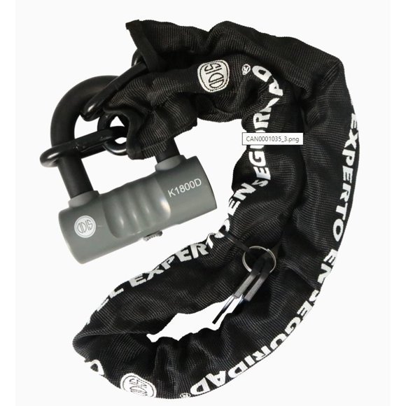 Candado U Lock K1800D con Cadena 10Mm X 1.1 M Llave Disco Cartón Metal Odis Negro