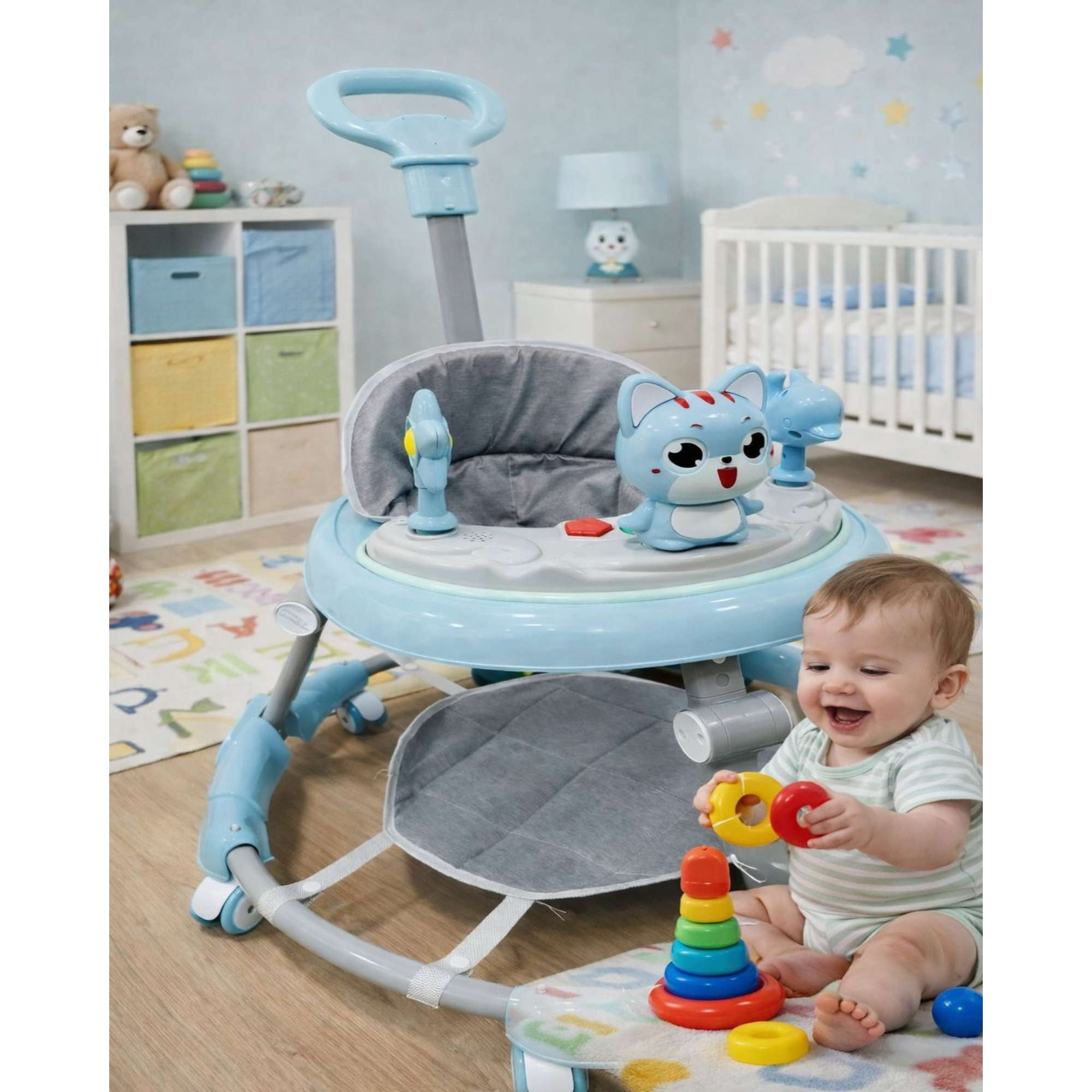 Myl Todo Hogar - Andador Infantil Ergonomico Con Diseño De Conejito Y Manija De Empuje