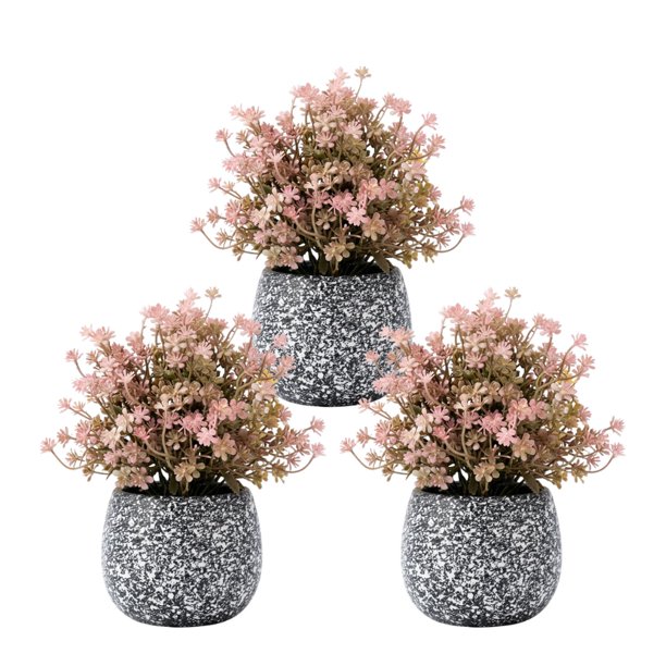 Set 3 Plantas Artificiales Flores Velo de Novia Decoracion rosa