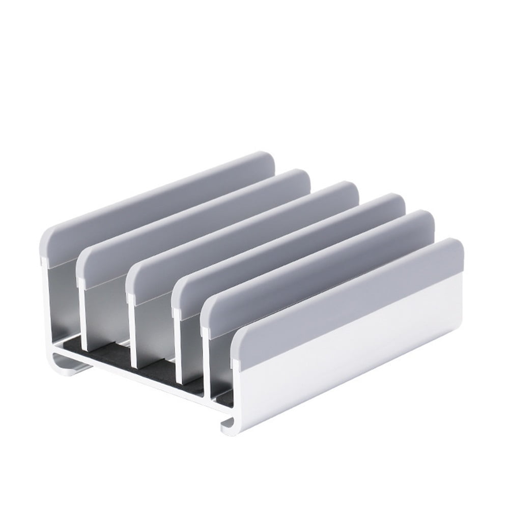 Xusx111 - Soporte Para Ordenador Portátil Ajustable - Se Adapta A 5 Dispositivos, Diseño Moderno, Ajuste Sin Herramientas, Protector Y Estable | Gris (gris, 5 Ranuras)