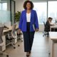thumbnail image 2 of Agnes Orinda Blazer de Oficina para Mujer Talla Grande de Otoño con Solapa Entallada y Botones 3X Azul Real, 2 of 6