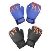 Magideal - 2 Pares Guantes De Boxeo Para Niños Entrenamiento Transpirables Y Cómodos Material Pu Padded Adecuado Para Muay Thai Karate Ejercicio Gimnasio Regalo Negro Y Azul