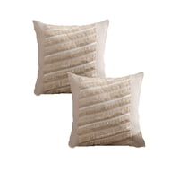 Genérico - Kit De 2 Fundas De Cojin Chenille Con Flecos Beige