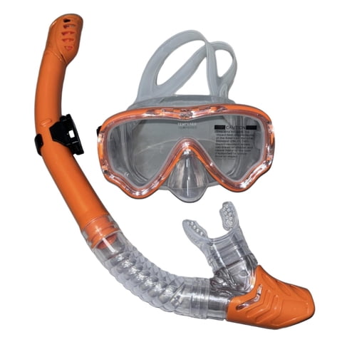 Ioensy - Juego De Snorkel Seco Máscara De Buceo Equipo De Snorkel Para Snorkel Buceo Apnea Naranja