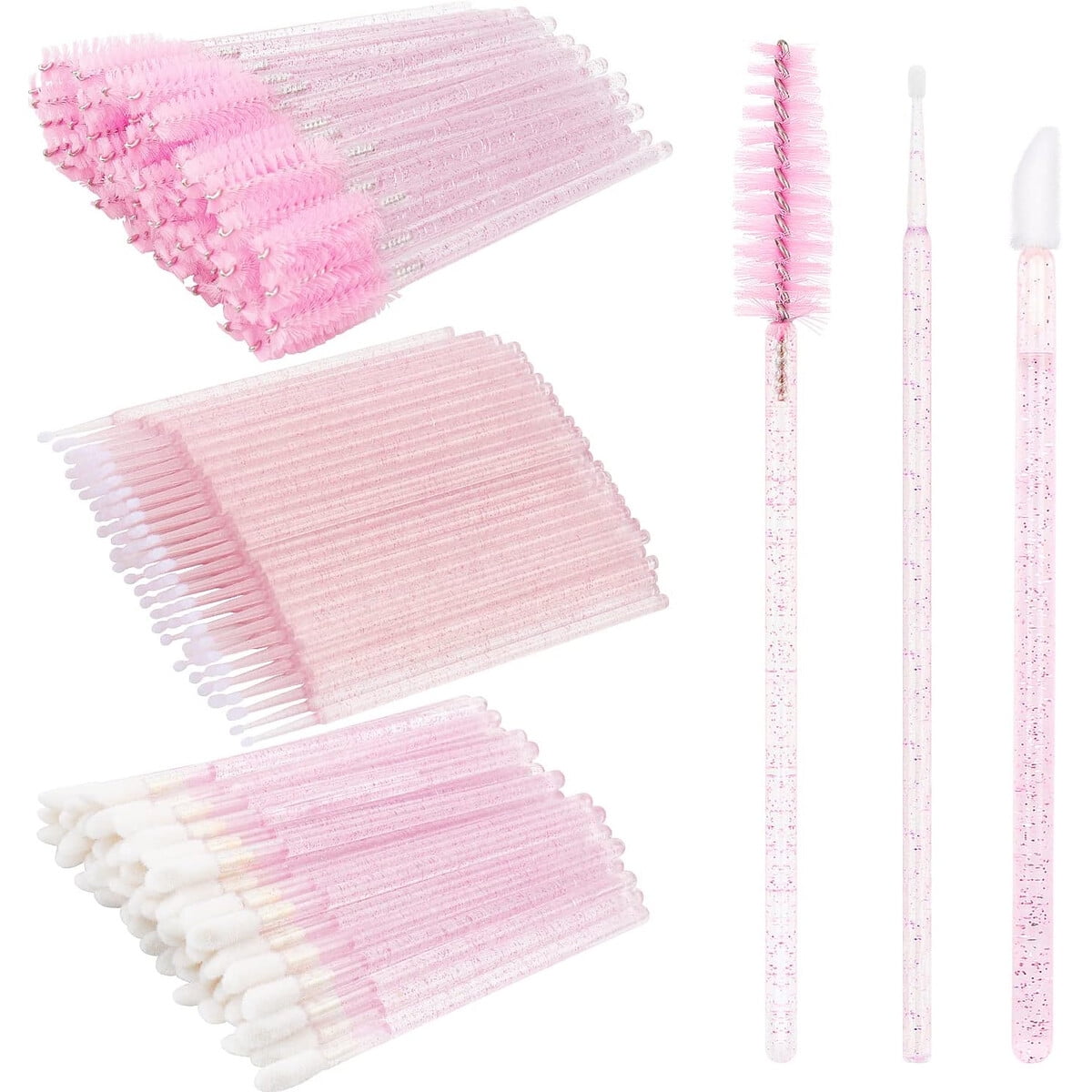 Genérico - Cepillos Desechables Pestañas 200 Unidades Kit Spoolie Rosa