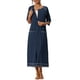 thumbnail image 2 of INSPIRE CHIC Bata con cremallera de manga larga para mujer, mezcla suave de rayón, bata midi con bolsillos, talla S, azul, 2 of 6