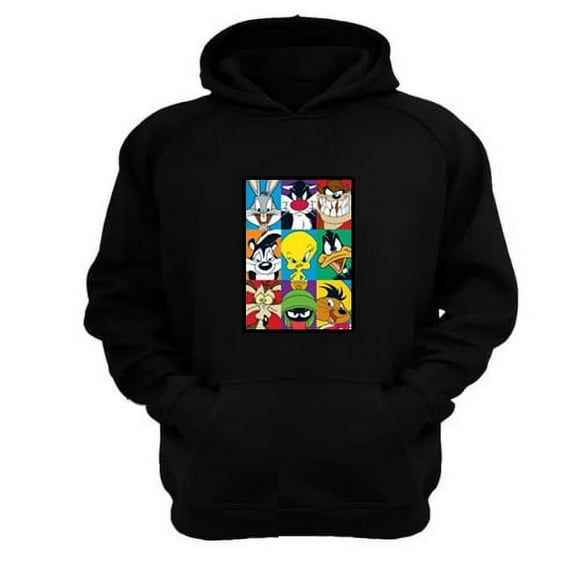 Polerón Canguro Dibujos Animados Lt Negro Talla L Unisex