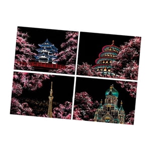 Bothyi - 4X Adornos De Papel Para Rascar, Hojas Negras Para Rascar, Dibujos, Pintura Para Rascar, Sakura