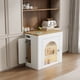 thumbnail image 3 of TREXM Extendable Dining Table with 3 Removable Middle Leaves, Mobile Rolling Island Table with Power Outlet, Saving-space Cabinet with Storage for Dining Room and Living Room (CREAM WHITE AND NATURAL), 3 of 3