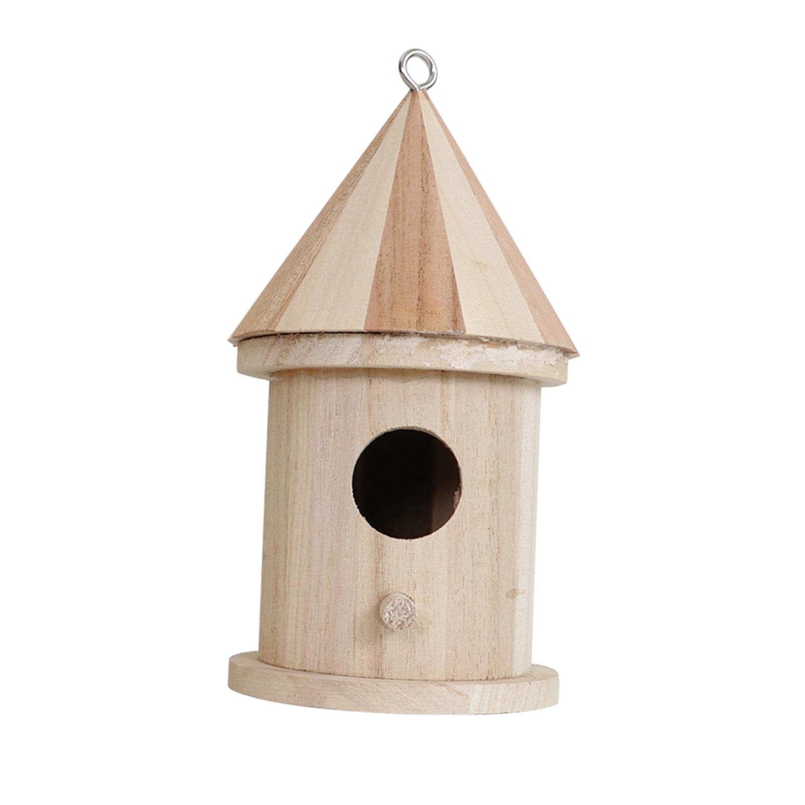 Magideal - Casa De Pájaros De Madera Maciza, Casas De Pájaros Resistentes A Intemperie Para Decoración De Jardín Al Aire Libre Con Percha Para Pájaro Azul , Agujero Circular