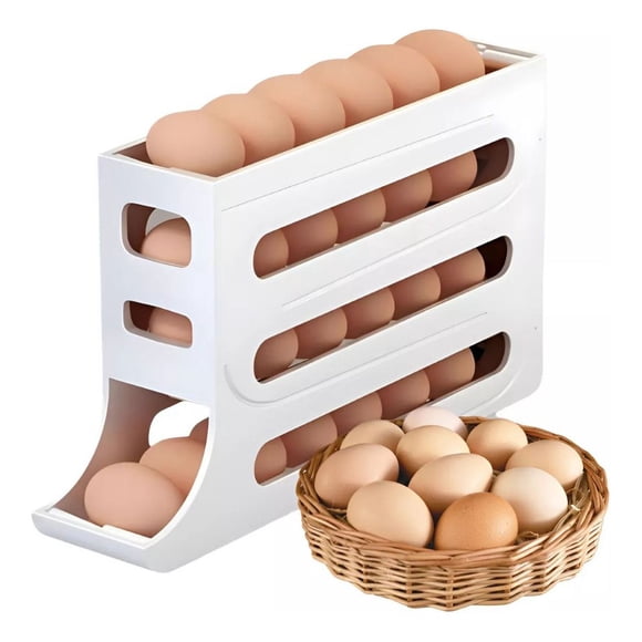Organizador De Huevos Dispensador De Huevos Porta Huevos 26p Color Blanco