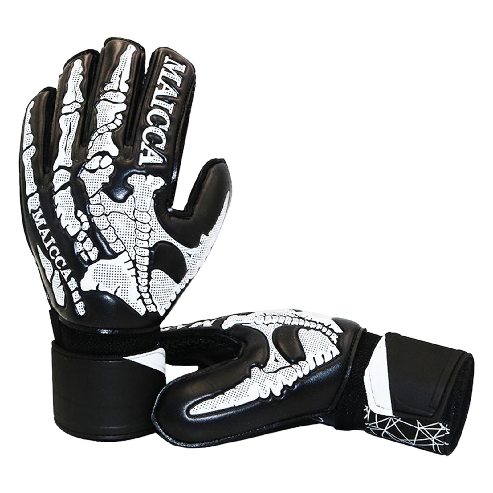 Magideal - Guantes De Antideslizantes Pu Látex Transpirable Protección De Partido De Fútbol Para Niños Fútbol Los Más Duros , Negro 10 Negro Blanco 10