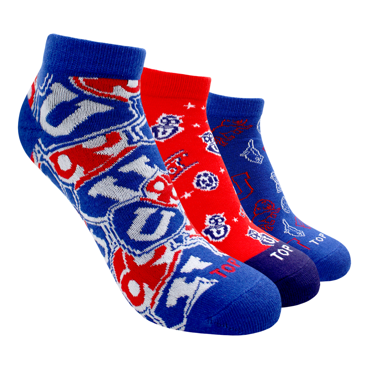 Top - Calcetines Cortos Algodón Niños Universidad De Chile Pack 3 C1 Talla 36-40