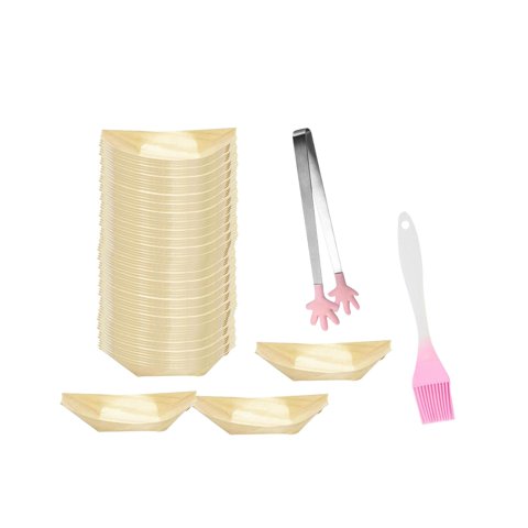 Magideal - 100 Uds. Barcos De Madera Para Sushi, Barcos De Madera Con Clips Para Postre, Vajilla De Comida Rápida Para Sushi, Bandeja Para Servir Sushi Para Cafe