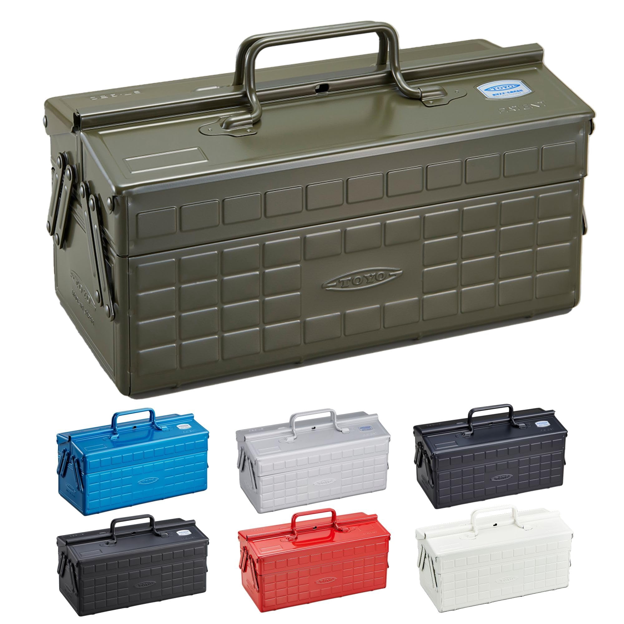 Caja De Herramientas Toyo St-350mg De Acero De 2 Niveles, Color Verde Militar