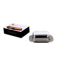 Homewell - Mantequillero Metal Con Tapa Acrílico 18.5X12X5Cm