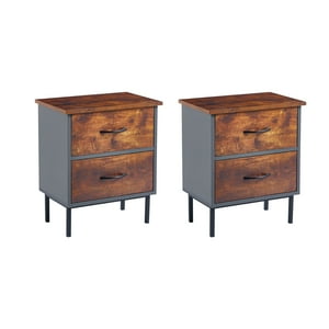 Klik Muebles - Pack De 2 Veladores Dos Cajones Metal Rústico