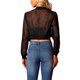 thumbnail image 3 of INSPIRE CHIC Chaqueta Bomber Recortada para Mujer, Chaquetas de Manga Larga de Malla Transparente Ligera S Negro, 3 of 7