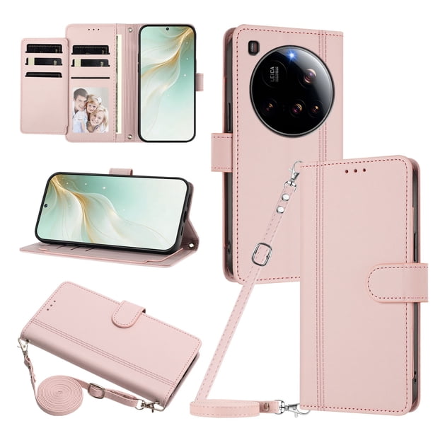 Funda Cartera de Cuero Sintético para Xiaomi 15 Ultra, Rosa