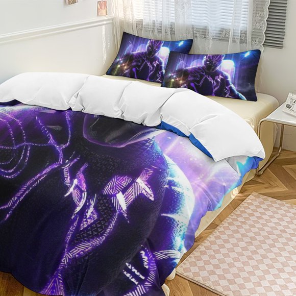 Black Panther Bedding Comforter Sets 3-Piece Bedding Set Soft Warm Bed Set for Bedroom All Season