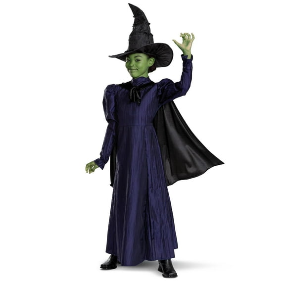 Disfraz de Wicked Elphaba para niñas con capa y sombrero, 4