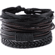 thumbnail image 1 of Pulsera cuero negro vintage ajustable, 1 of 3