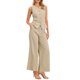 thumbnail image 4 of INSPIRE CHIC Conjuntos de dos piezas para mujeres, chaleco de lino, conjuntos casuales elegantes, trajes de pantalones de pierna ancha XS Caqui, 4 of 6