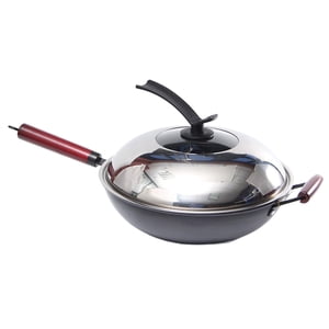 Magideal - Cocina Revestida Wok Con Tapa Sartén Sartén Con Tapa Gas Compatible Ih , 36Cm