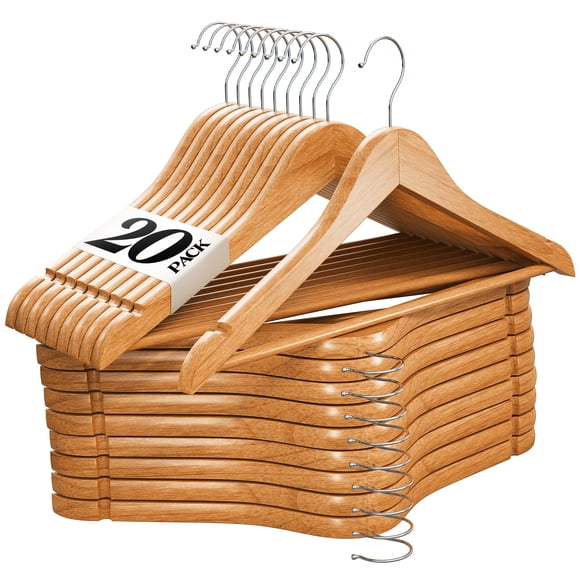 Perchas de madera Home It Premium, duraderas y antideslizantes, paquete de 20