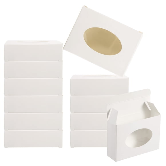 Uxcell Caja de Jabón de Papel de 4"x3"x1" con Ventana Cajas de Jabón Hechas a Mano Cajas de Embalaje para Regalos Ovaladas, Blanco Paquete de 30